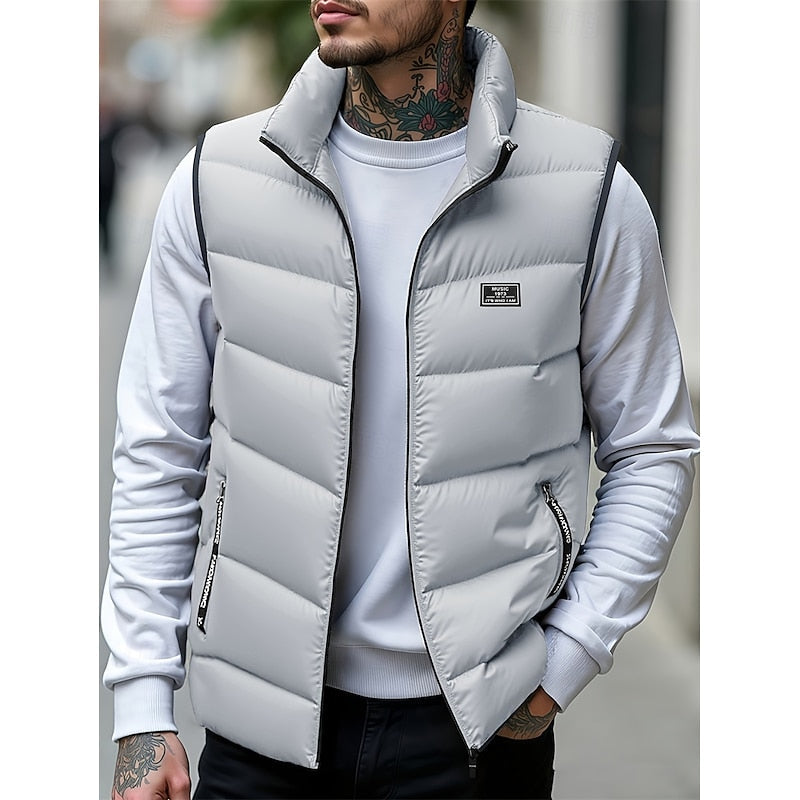 Men's Stand Collar Quilted Padded Gilet