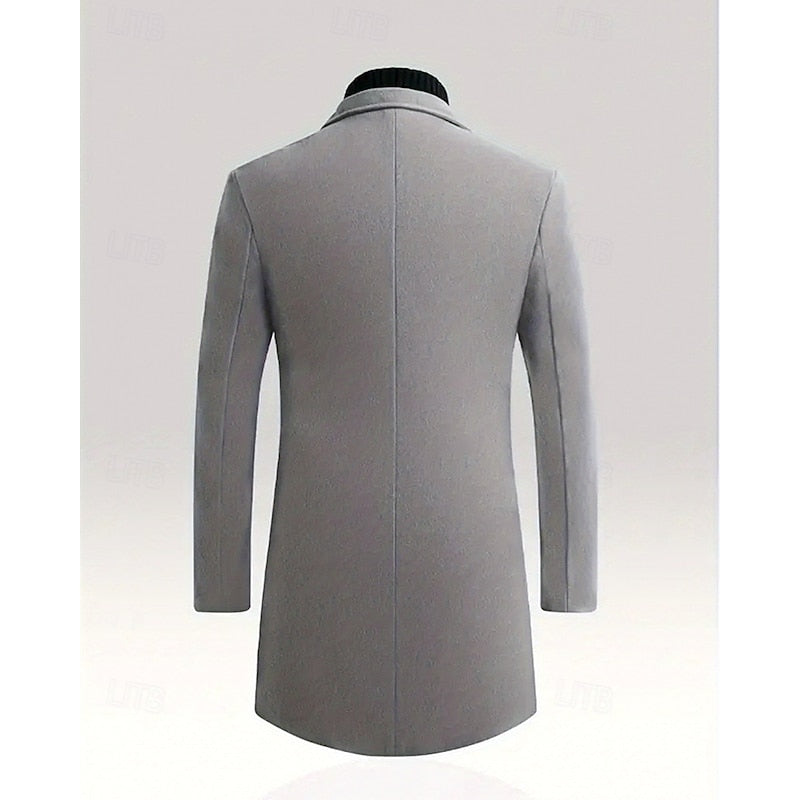 Men's Long Topcoat with Roomy Front Pockets
