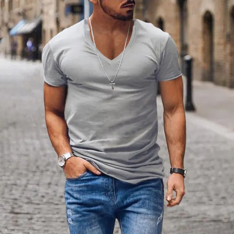 Men's Deep V-Neck Fitted Summer Tee