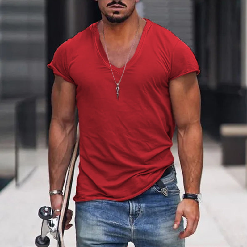 Men's Deep V-Neck Fitted Summer Tee