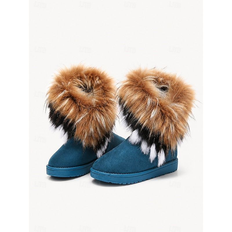 Women's Slip-On Cold Weather Boots with Fluffy Cuff