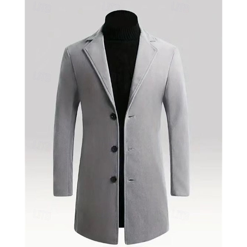 Men's Long Topcoat with Roomy Front Pockets
