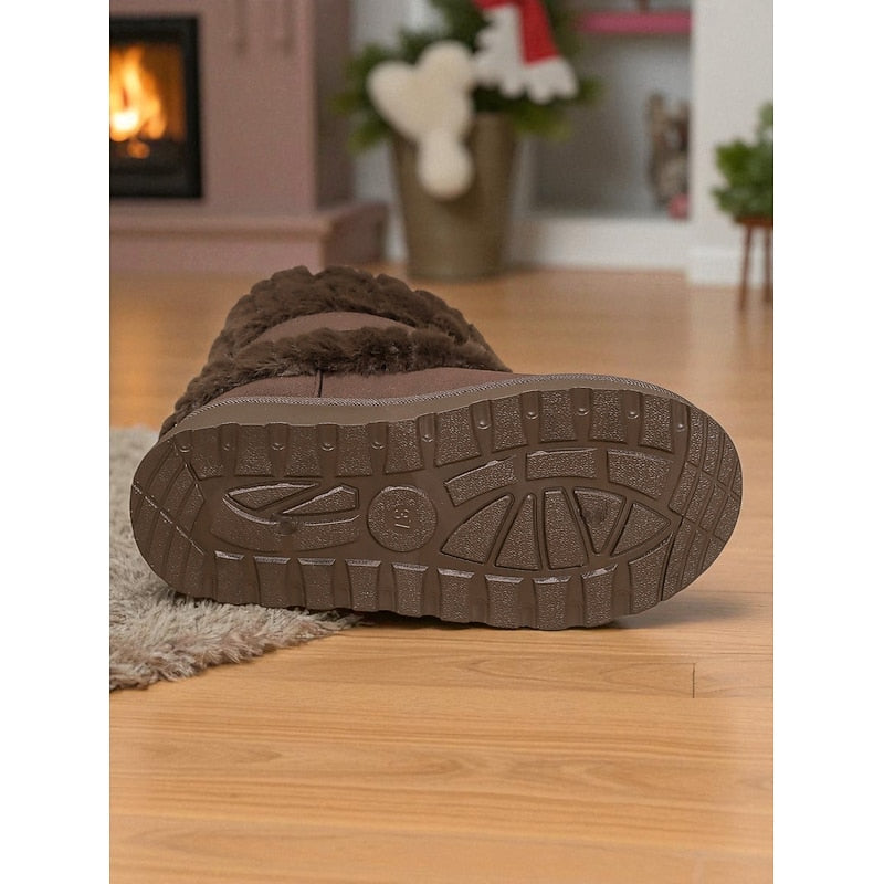 Women's Plush Lined Fur Trim Ankle Booties