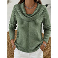 Women's Draped Cowl Neckline Soft Ribbed Pullover