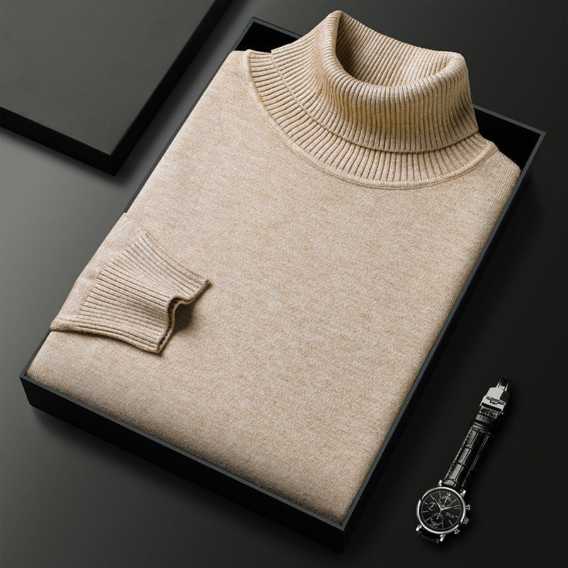 Men's Folded Collar Soft Knit Blend Turtleneck Pullover