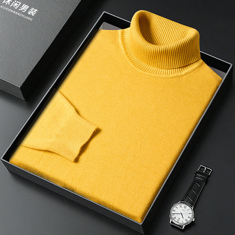 Men's Folded Collar Soft Knit Blend Turtleneck Pullover