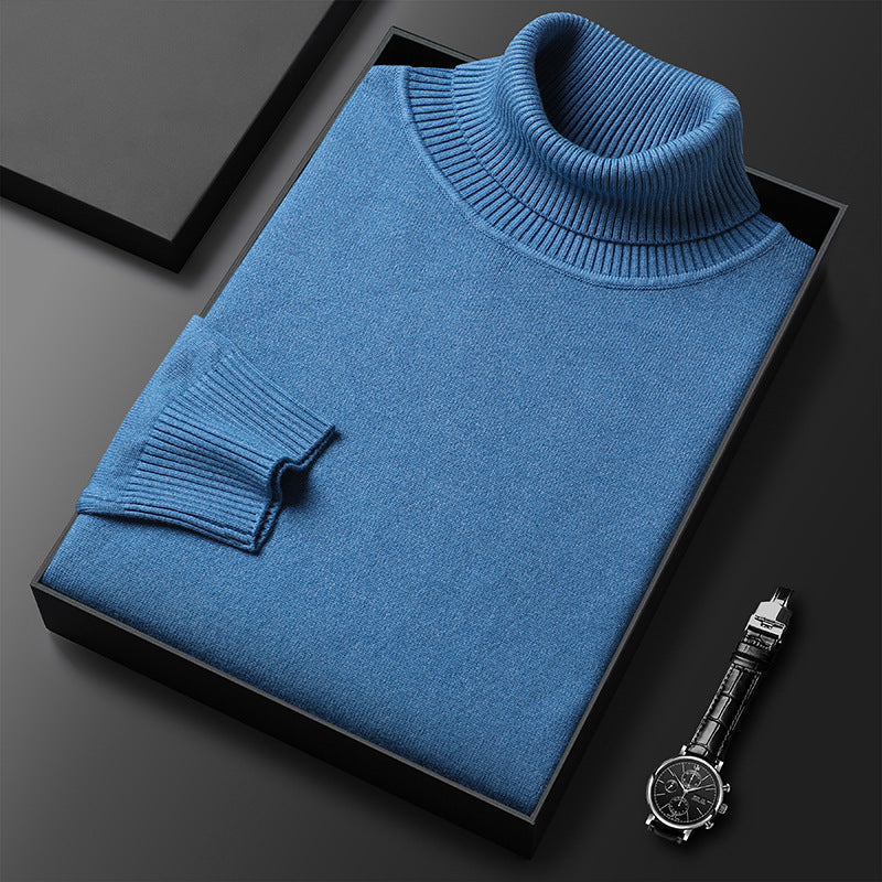 Men's Folded Collar Soft Knit Blend Turtleneck Pullover