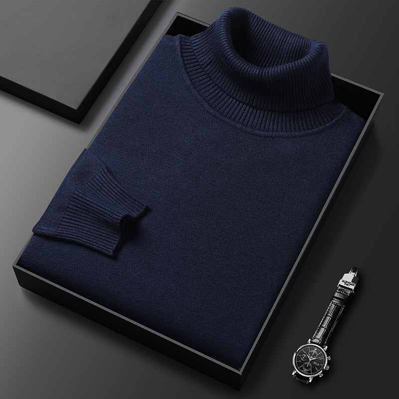 Men's Folded Collar Soft Knit Blend Turtleneck Pullover