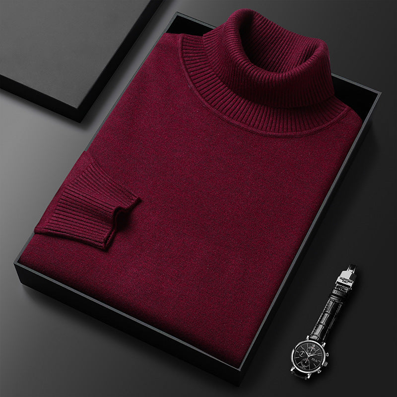 Men's Folded Collar Soft Knit Blend Turtleneck Pullover