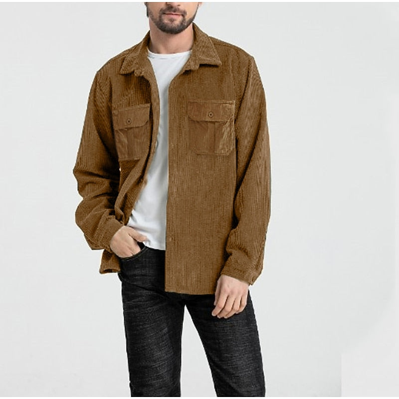 Men's Two-Pocket Textured Button-Front Shirt Jacket