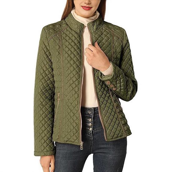Women's Diamond Quilted Stand-Collar Padded Coat