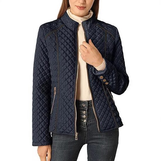 Women's Diamond Quilted Stand-Collar Padded Coat