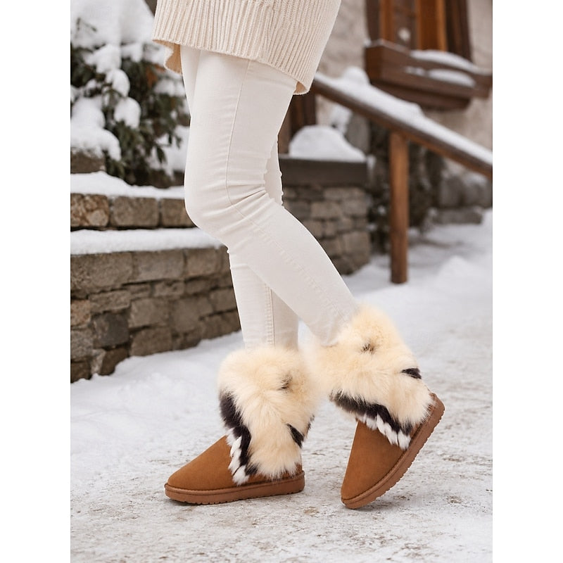 Women's Slip-On Cold Weather Boots with Fluffy Cuff
